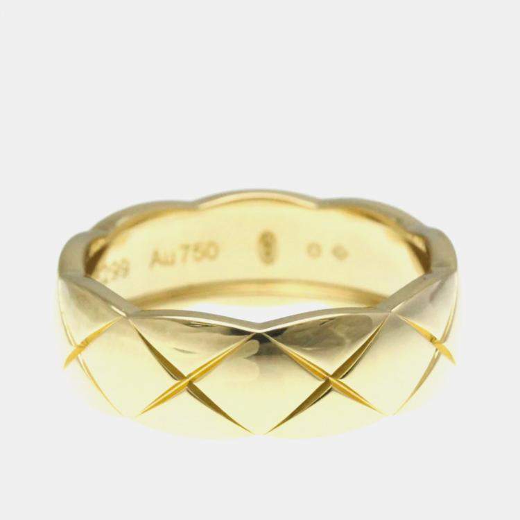 Pre Owned Chanel Coco Crush Medium Size Yellow Gold 18K Fashion No Stone Band Ring Gold