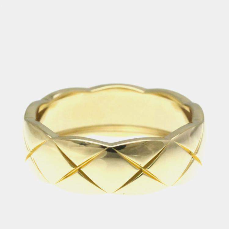 Pre Owned Chanel Coco Crush Medium Size Yellow Gold 18K Fashion No Stone Band Ring Gold