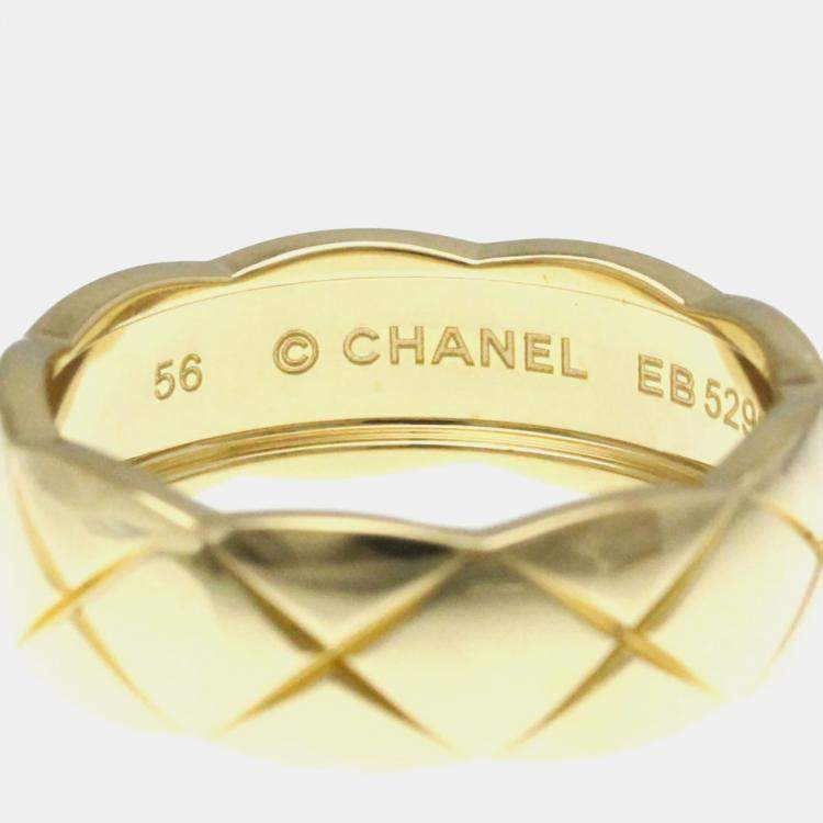 Pre Owned Chanel Coco Crush Medium Size Yellow Gold 18K Fashion No Stone Band Ring Gold