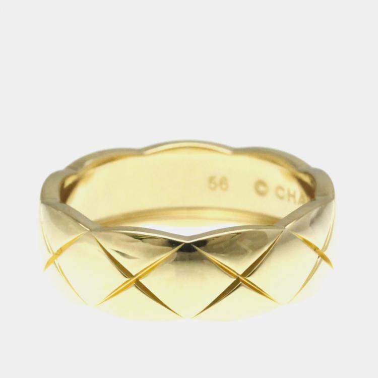 Pre Owned Chanel Coco Crush Medium Size Yellow Gold 18K Fashion No Stone Band Ring Gold