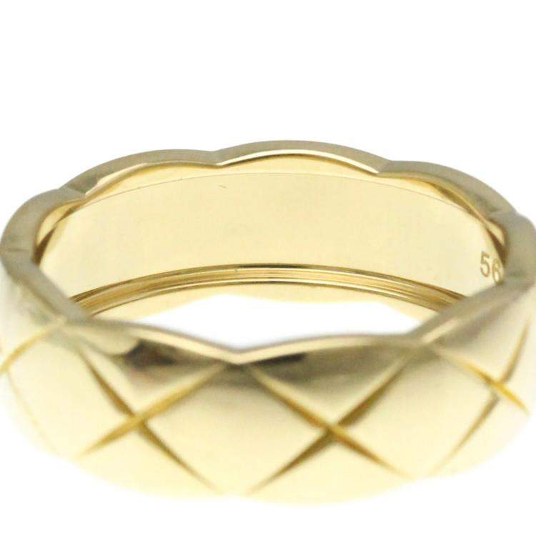 Pre Owned Chanel Coco Crush Medium Size Yellow Gold 18K Fashion No Stone Band Ring Gold