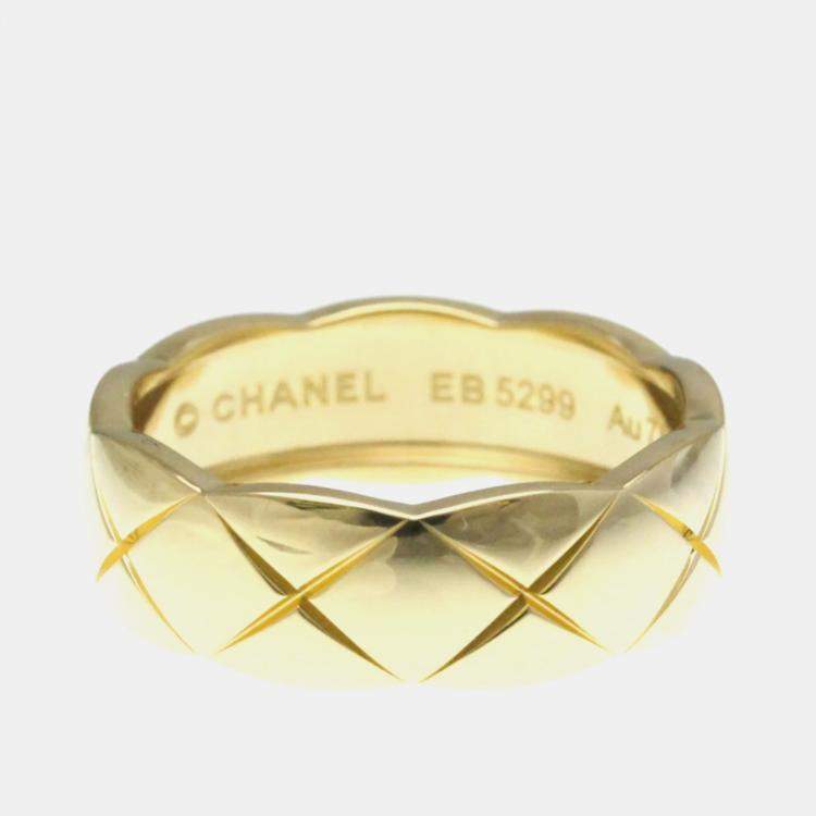 Pre Owned Chanel Coco Crush Medium Size Yellow Gold 18K Fashion No Stone Band Ring Gold