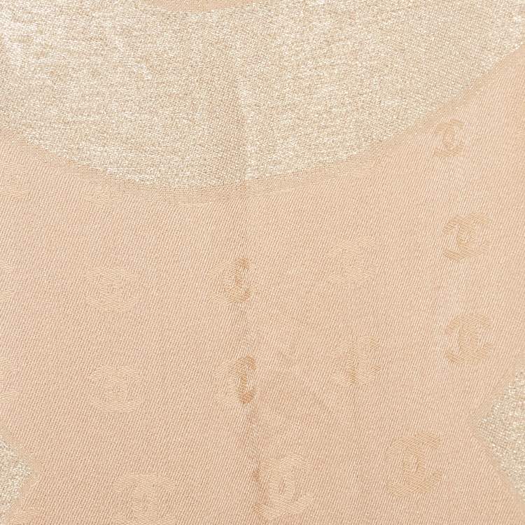 Pre Owned Chanel Beige CC Jacquard Silk Scarf 