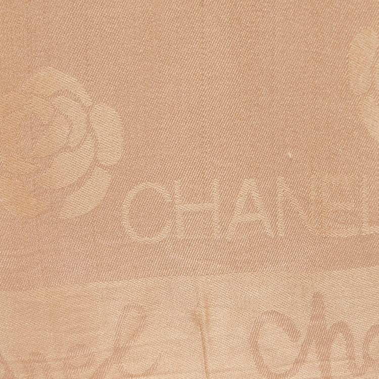 Pre Owned Chanel Beige CC Jacquard Silk Scarf 