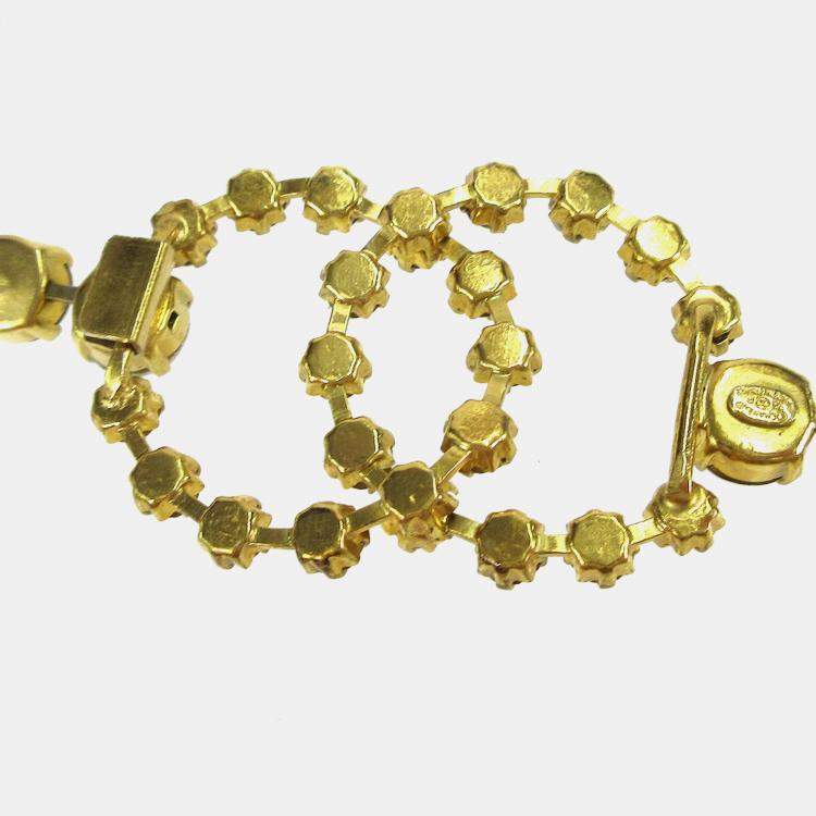 Pre Owned حزام شانيل سلسلة ذهبية CC مرصع بكريستال