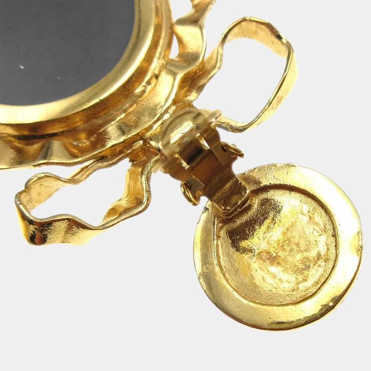 مملوكة مسبقًا Chanel Mirror Earrings Clip-On Gold