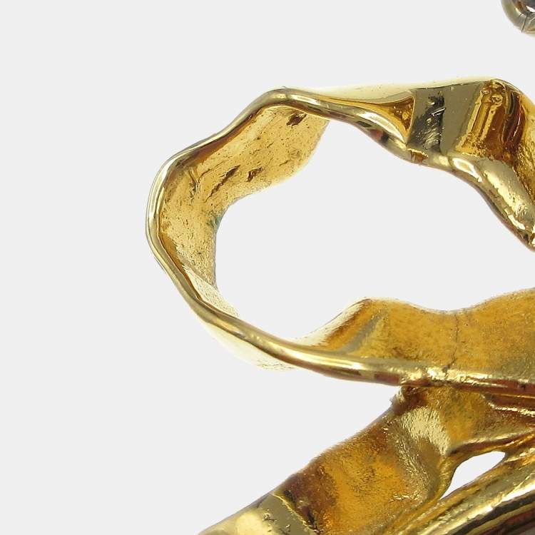 مملوكة مسبقًا Chanel Mirror Earrings Clip-On Gold