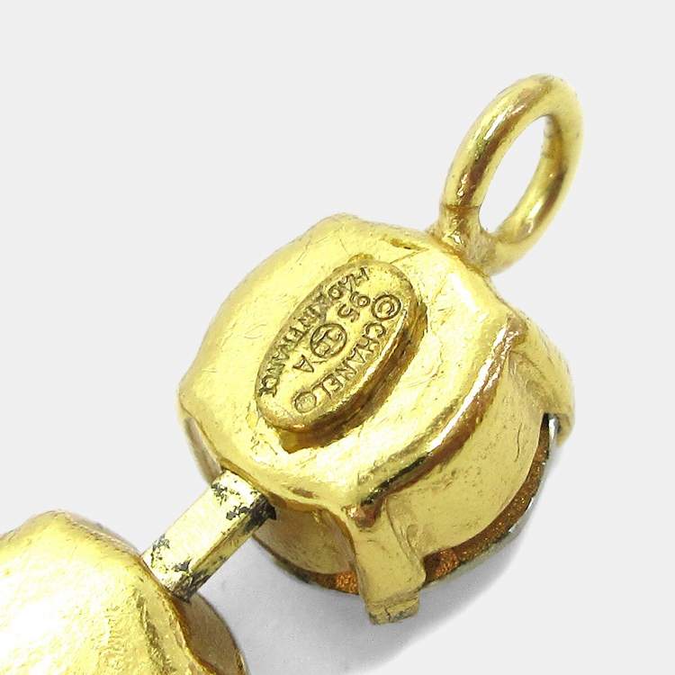 Pre Owned Chanel CC Charm Rhinestone Chain Bracelet Gold