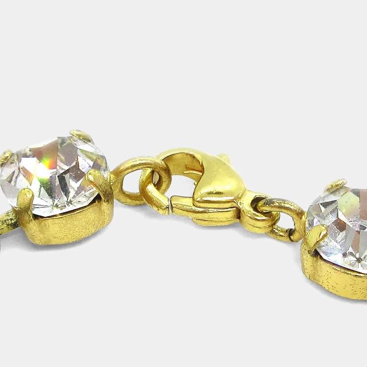 Pre Owned Chanel CC Charm Rhinestone Chain Bracelet Gold