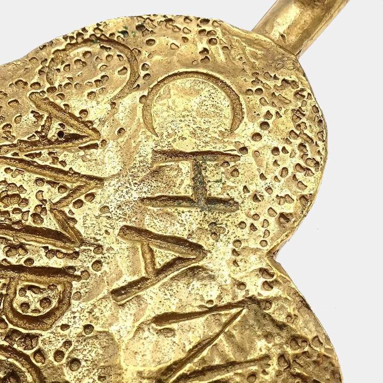 مملوكة مسبقًا Chanel Bow And Arrow Heart Brooch Gold