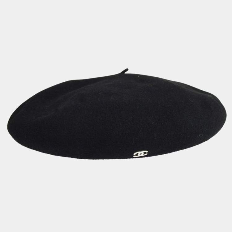 Pre Owned Chanel 98P 10814xM04 #57 Beret Hat Black Wool