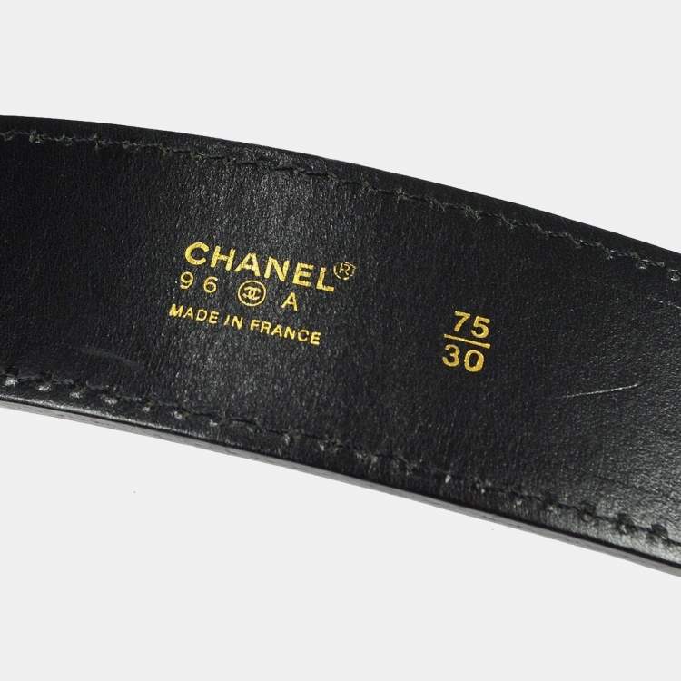 Pre Owned Chanel Belt Black Gold 75/30 96A Small Good