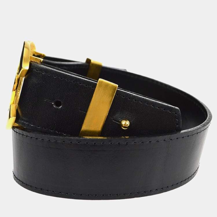 Pre Owned Chanel Belt Black Gold 75/30 96A Small Good