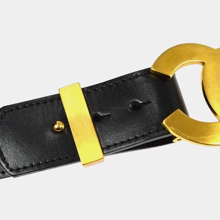 Pre Owned Chanel Belt Black Gold 75/30 96A Small Good