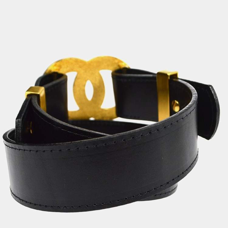 Pre Owned Chanel Belt Black Gold 75/30 96A Small Good