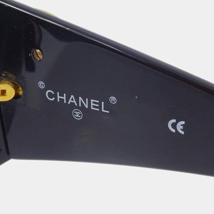 Pre Owned Chanel Chain Sunglasses Eyewear Black Acrylic