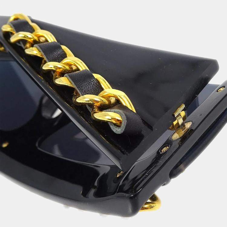 Pre Owned Chanel Chain Sunglasses Eyewear Black Acrylic
