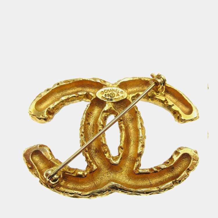 Pre Owned Chanel Cc Brooch Pin Gold
