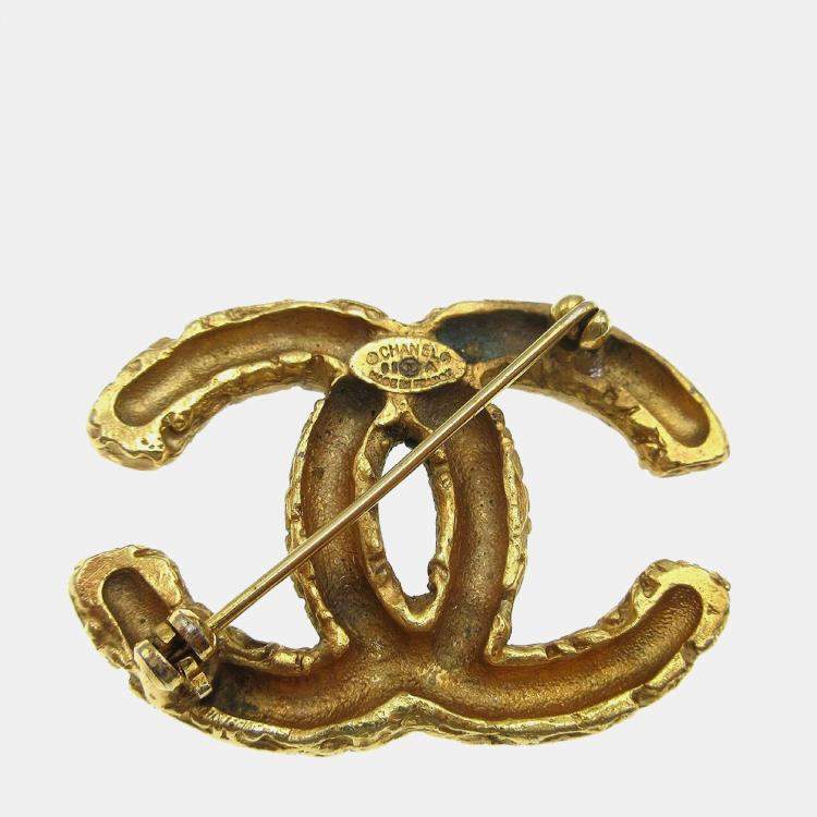 Pre Owned Chanel Cc Brooch Pin Gold