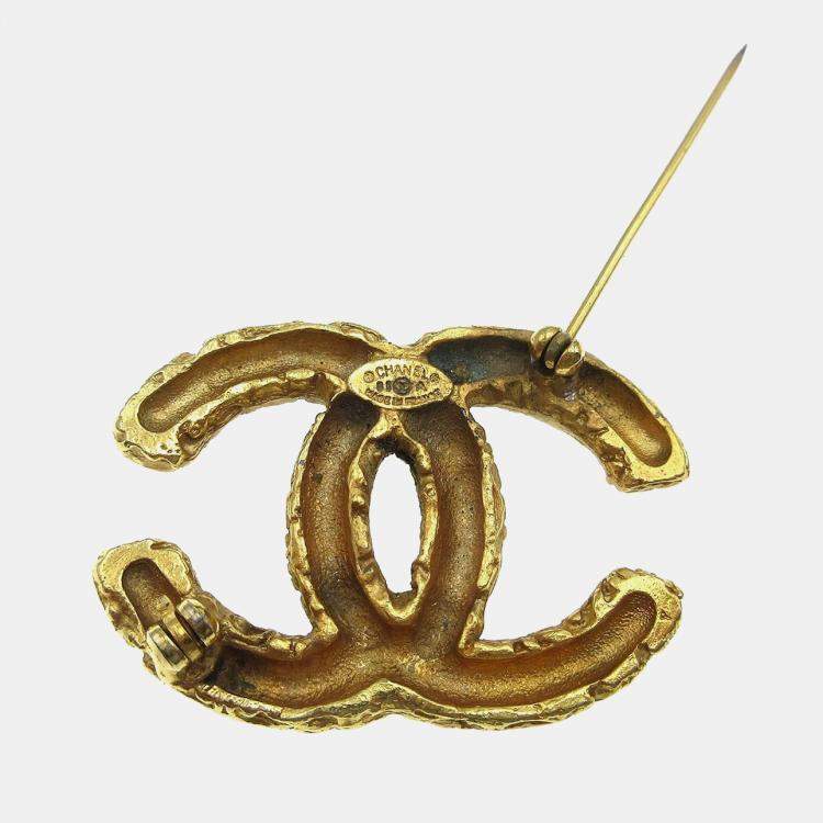 Pre Owned Chanel Cc Brooch Pin Gold