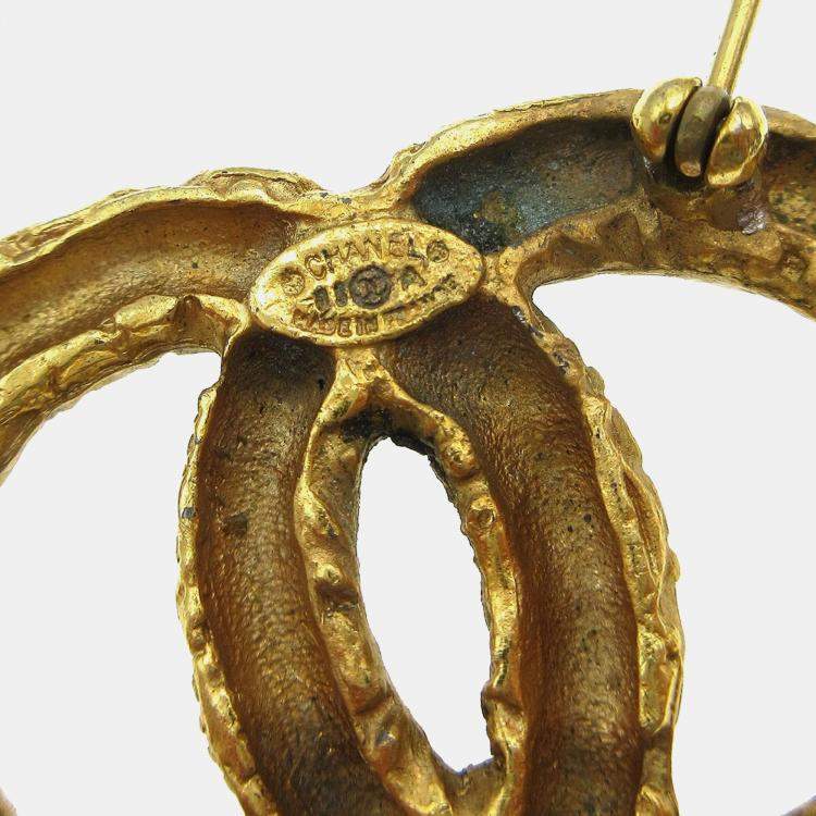 Pre Owned Chanel Cc Brooch Pin Gold