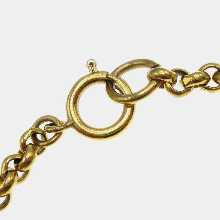 Pre Owned Chanel Heart Chain Pendant Necklace Gold