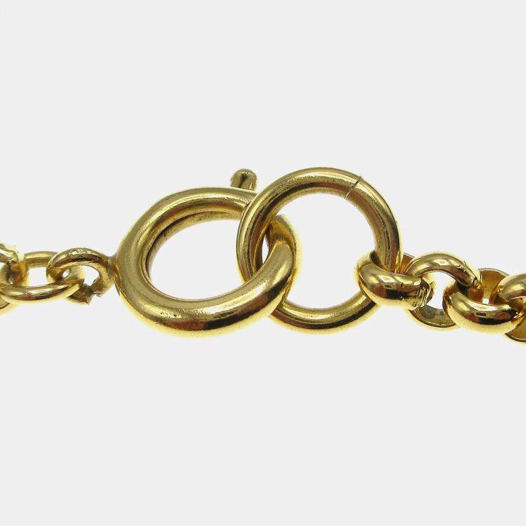 Pre Owned Chanel Heart Chain Pendant Necklace Gold