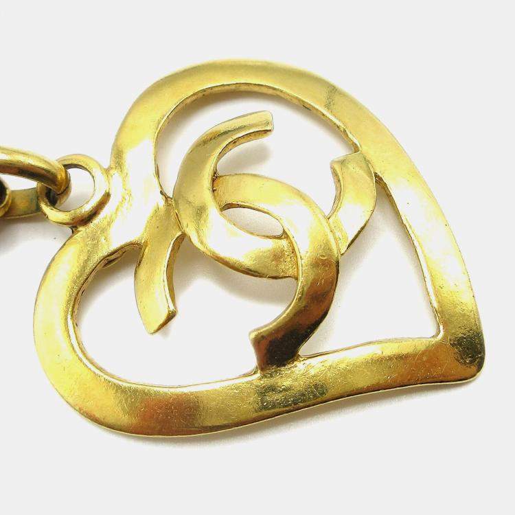 Pre Owned Chanel Heart Chain Pendant Necklace Gold