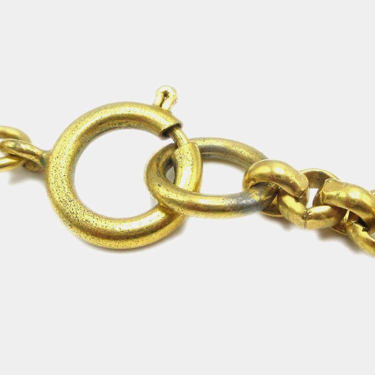 Pre Owned Chanel Heart Chain Pendant Necklace Gold