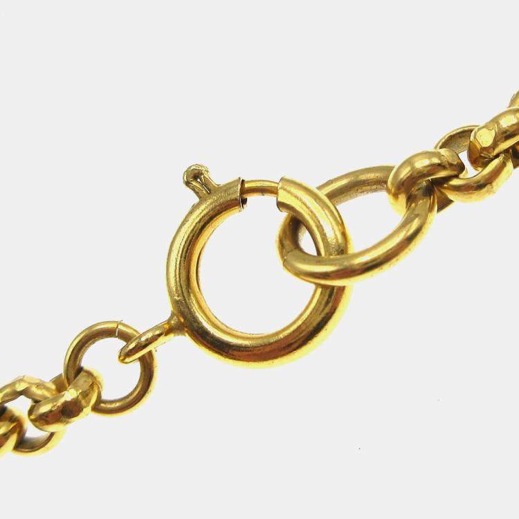 Pre Owned Chanel Heart Chain Pendant Necklace Gold