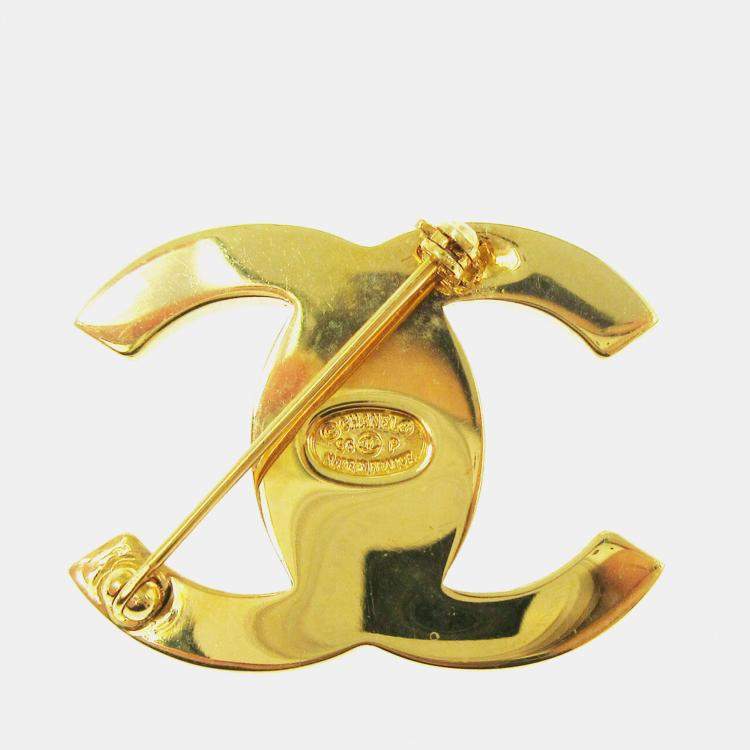 مملوكة مسبقًا Chanel Turnlock Brooch Pin Gold Large