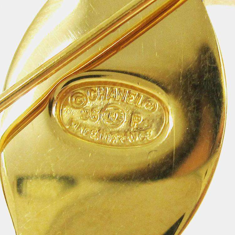 Pre Owned Chanel Turnlock Brooch Pin Gold Large
