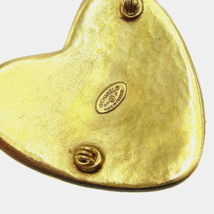 Pre Owned Chanel Heart Brooch Gold