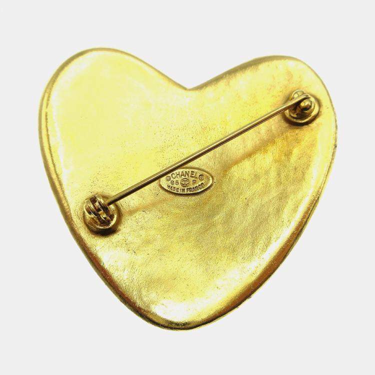 Pre Owned Chanel Heart Brooch Gold