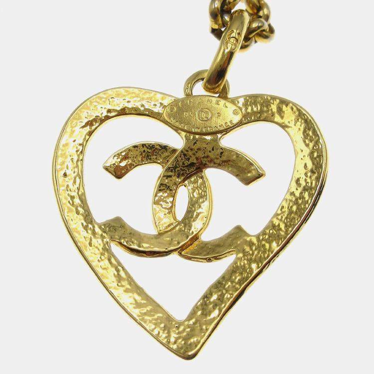 مملوكة مسبقًا Chanel Heart Chain Pendant Necklace Gold
