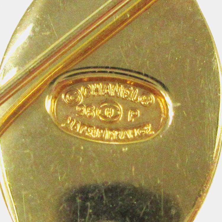 Pre Owned Chanel Turnlock Brooch Pin Gold Large