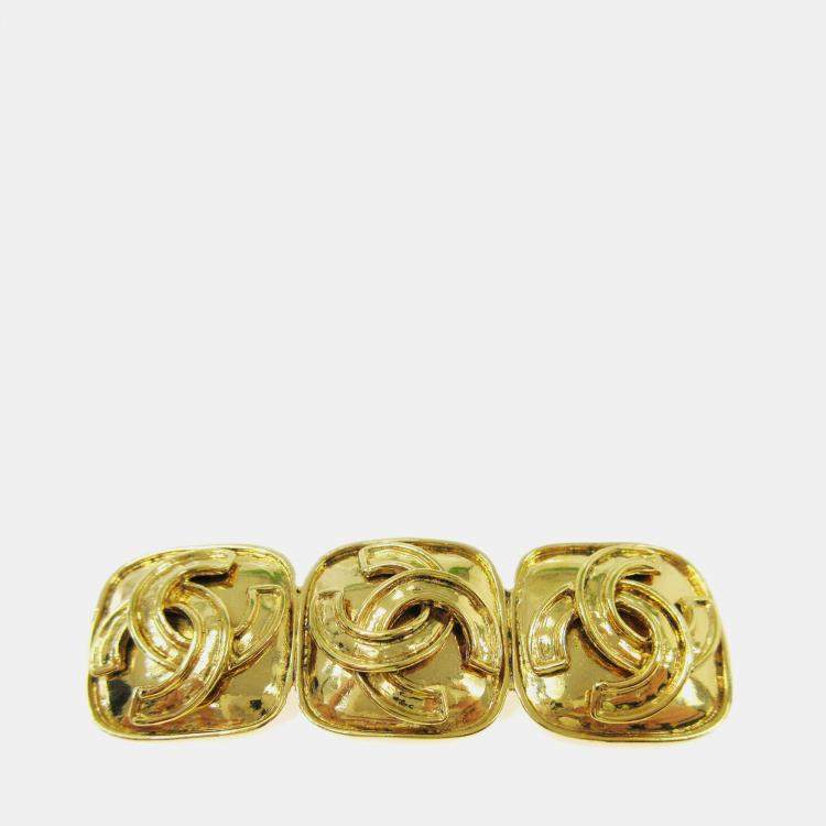 Pre Owned Chanel Triple Cc Brooch Pin Gold