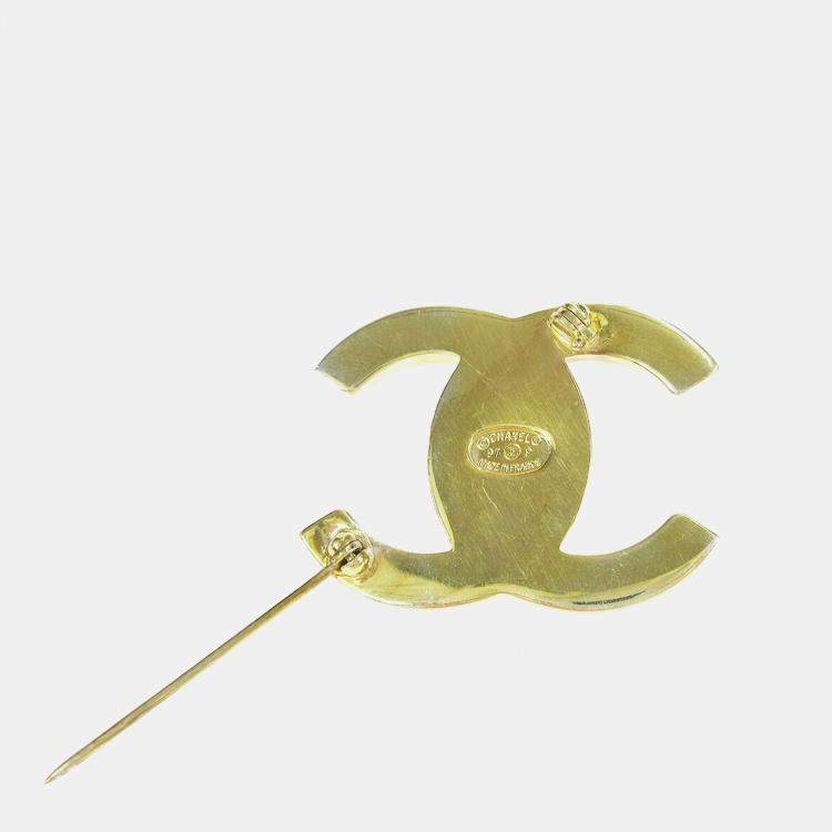 Pre Owned Chanel Turnlock Brooch Pin Gold Large