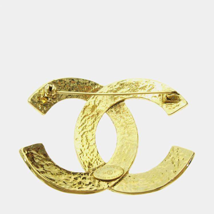 Pre Owned Chanel Cc Brooch Pin Gold