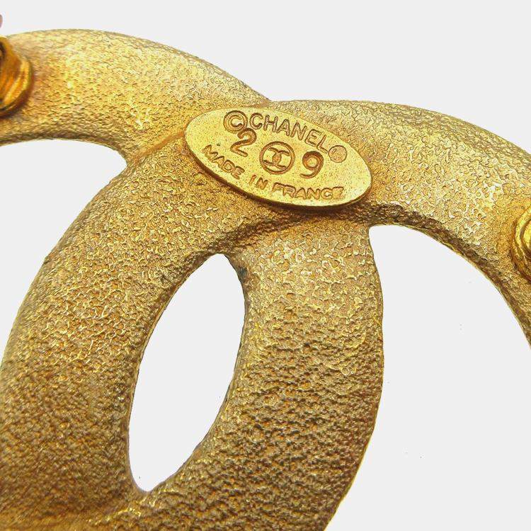 Pre Owned Chanel Cc Brooch Pin Gold