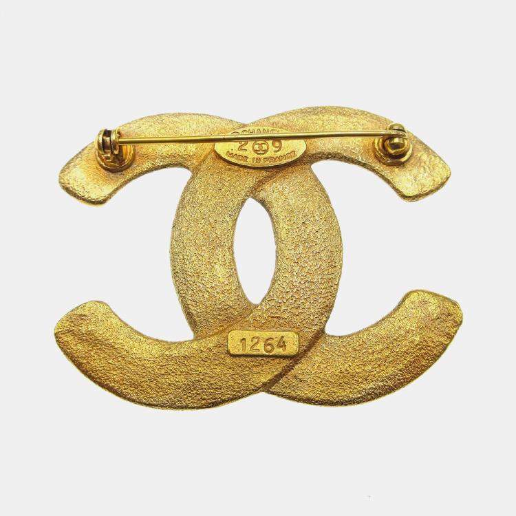 Pre Owned Chanel Cc Brooch Pin Gold