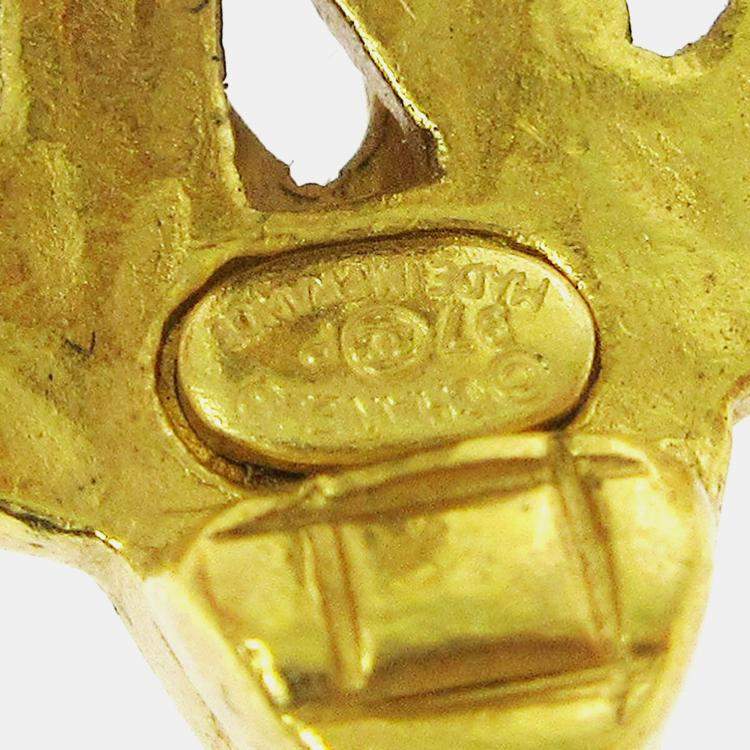 Pre Owned Chanel Heart Earrings Clip-On Gold