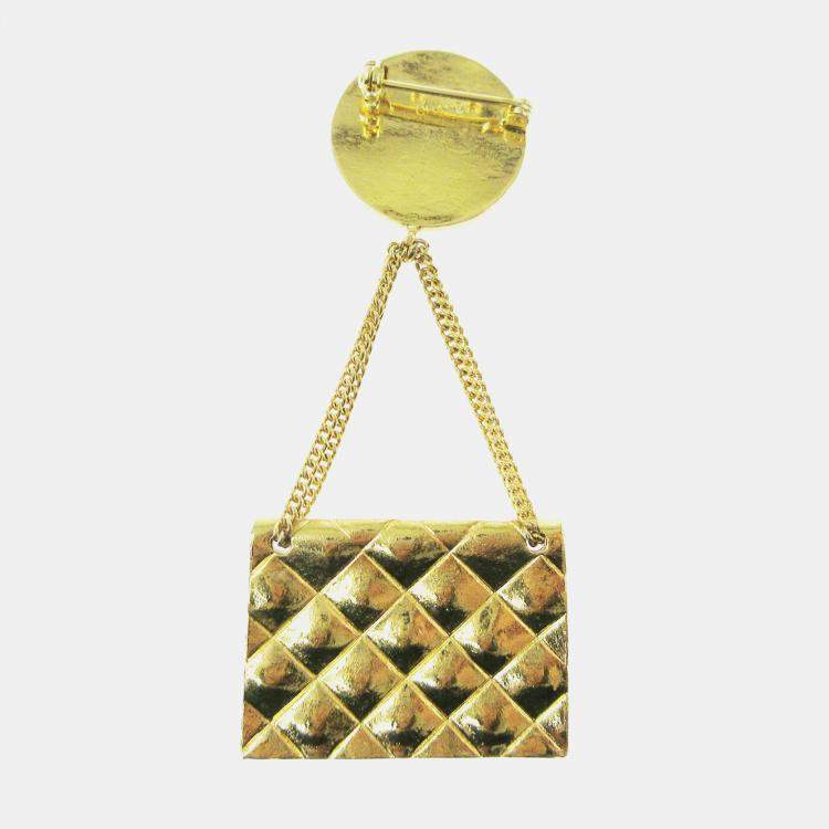 Pre Owned Chanel Bag Brooch Pin Gold