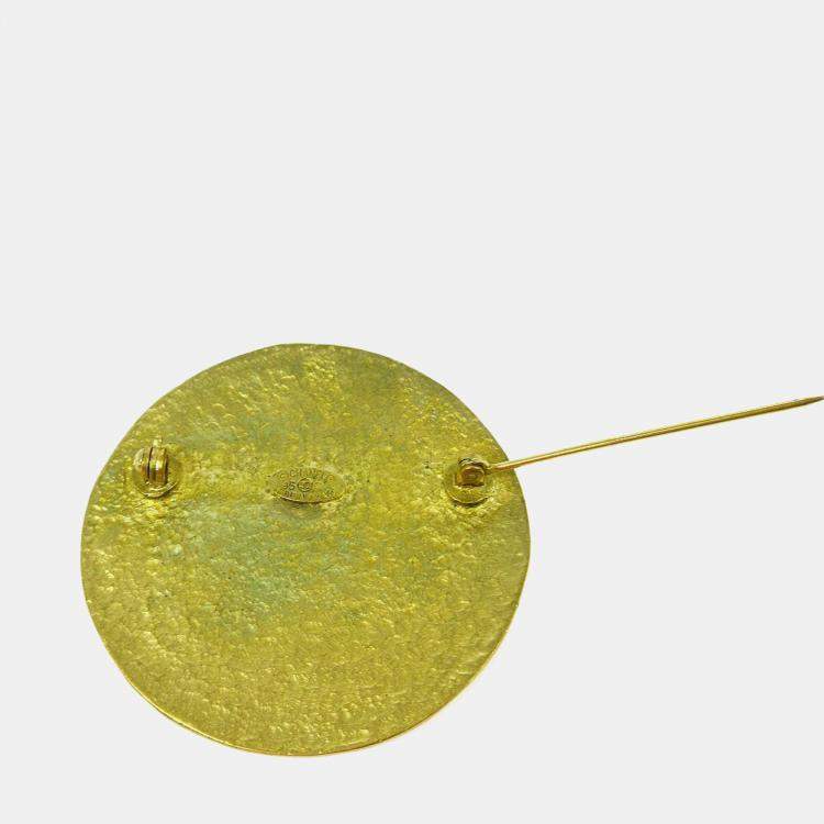 Pre Owned Chanel Medallion Brooch Pin Gold