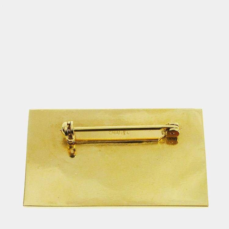 Pre Owned Chanel Plate Brooch Pin Gold