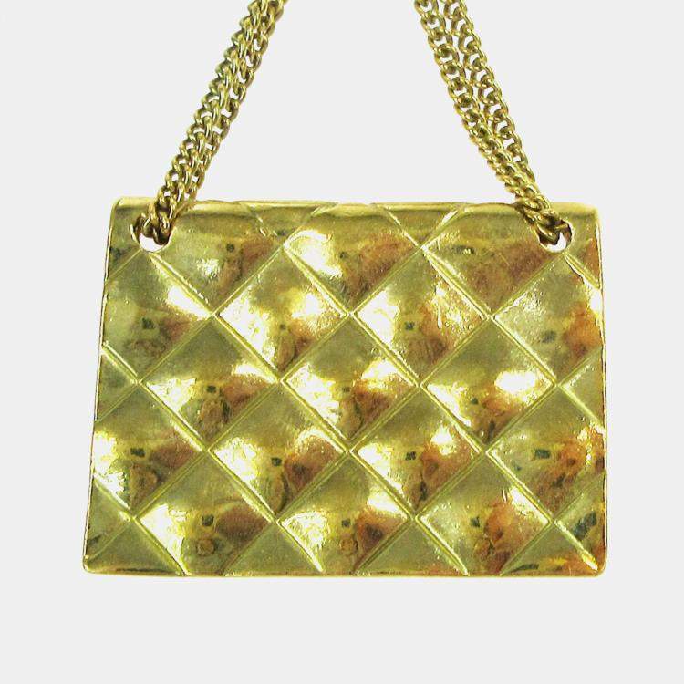 Pre Owned Chanel Bag Brooch Pin Gold