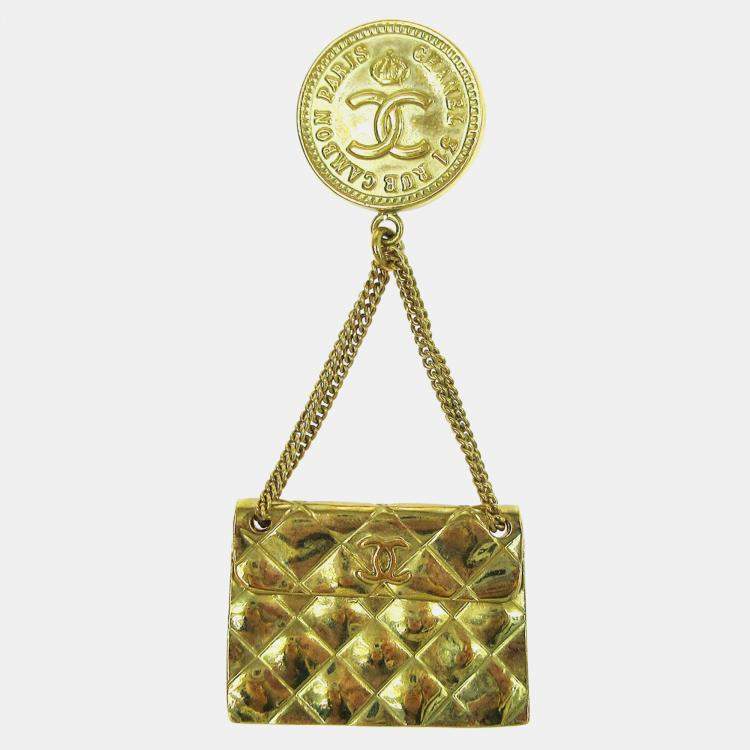 Pre Owned Chanel Bag Brooch Pin Gold