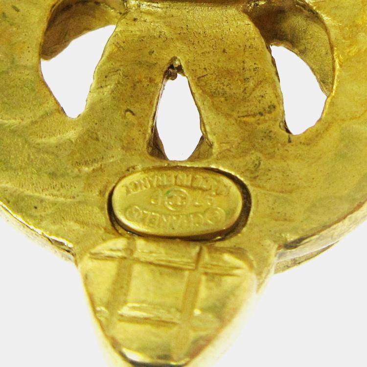 Pre Owned Chanel Heart Earrings Clip-On Gold
