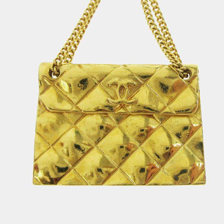 Pre Owned Chanel Bag Brooch Pin Gold