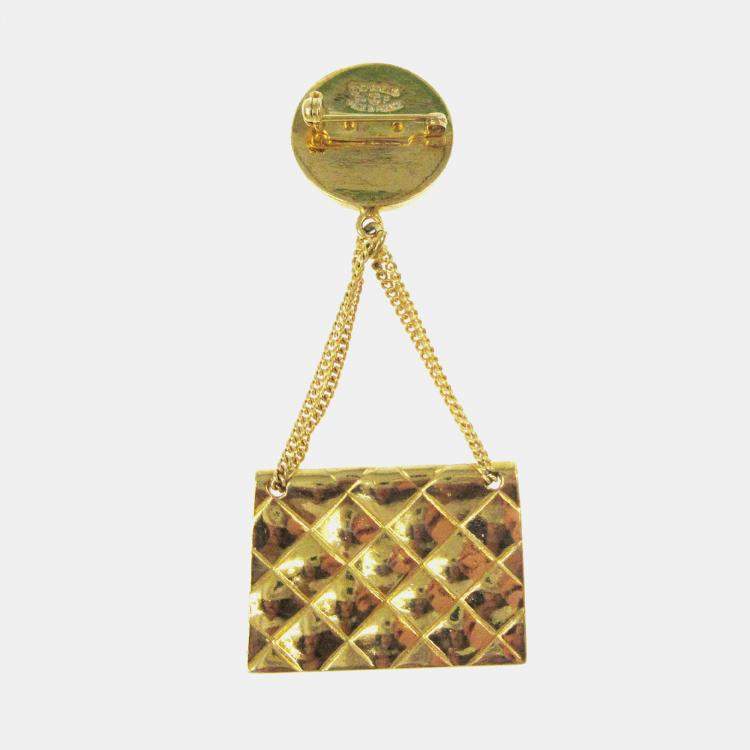 Pre Owned Chanel Bag Brooch Pin Gold